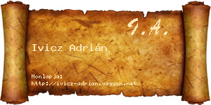 Ivicz Adrián névjegykártya